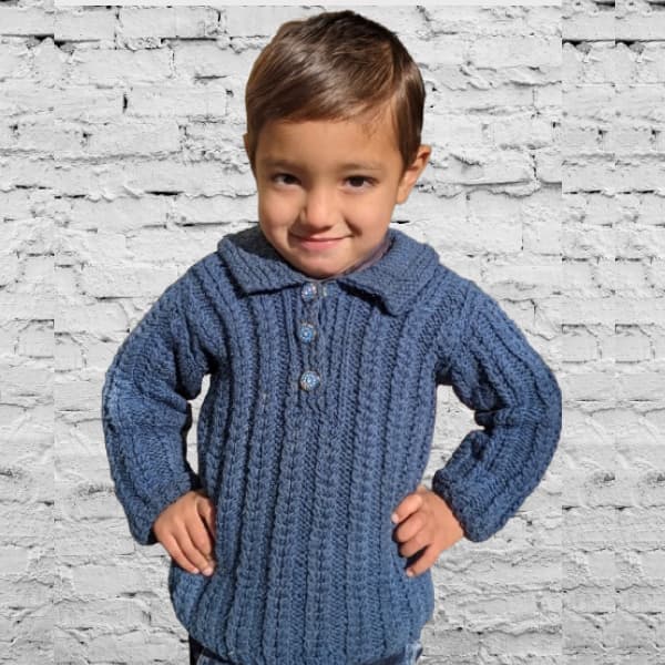  Knit Cardigan for Young Boy